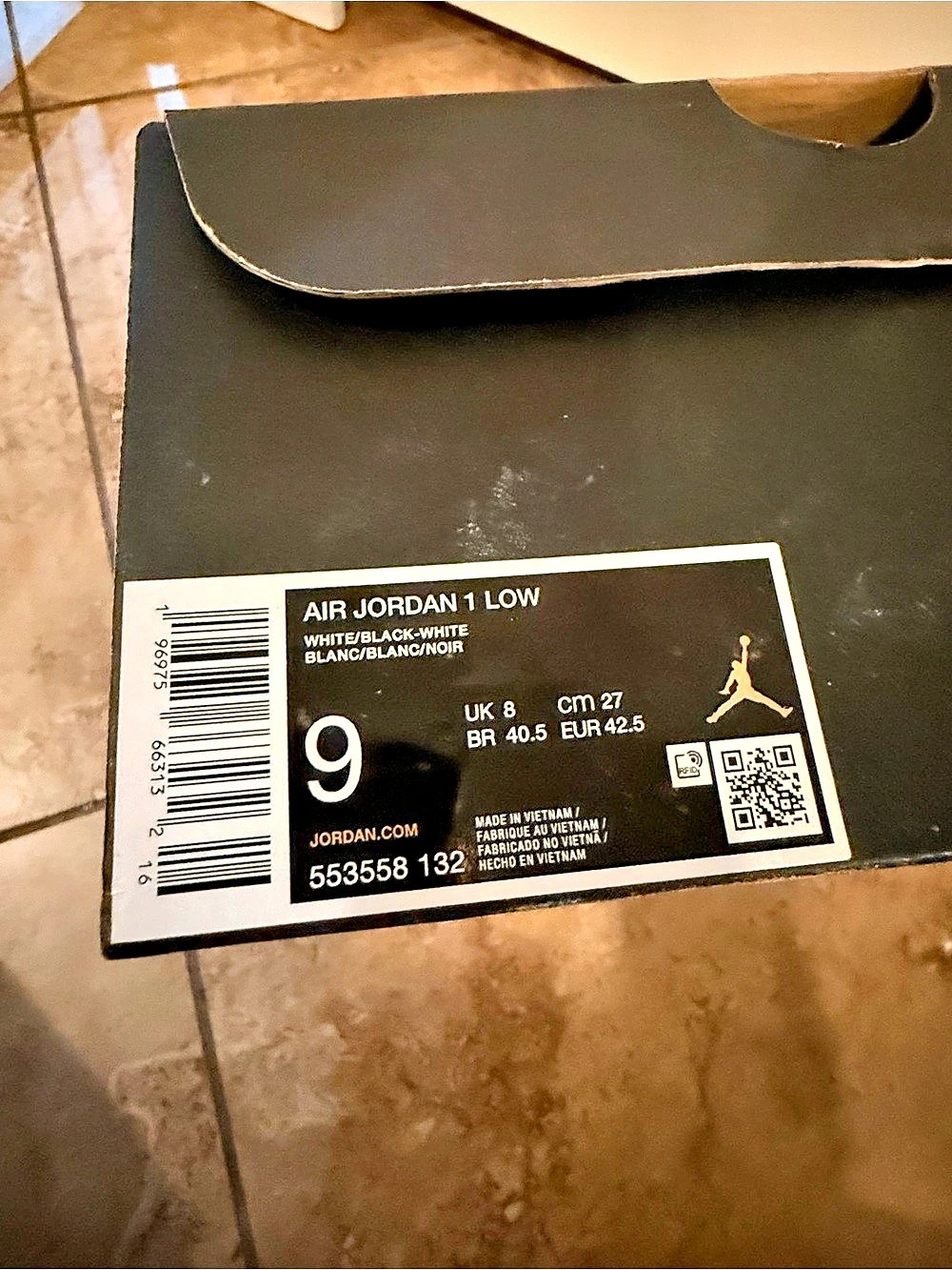 Nike Air Jordan 1 Low White & Black US 9
